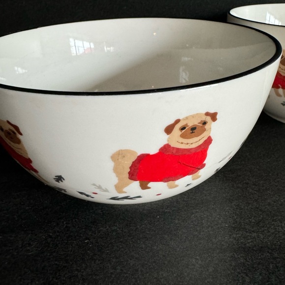 Set of Two Martha Stewart Pugs in Red Sweaters Bowls - Picture 7 of 10